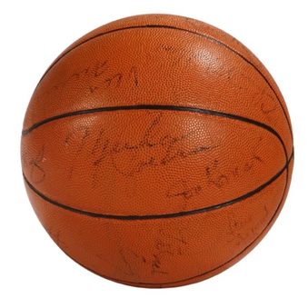 1984 United States Gold Medal Olympic Team Signed Basketball with Hall of Famers Michael Jordan, Patrick Ewing and Chris Mullin